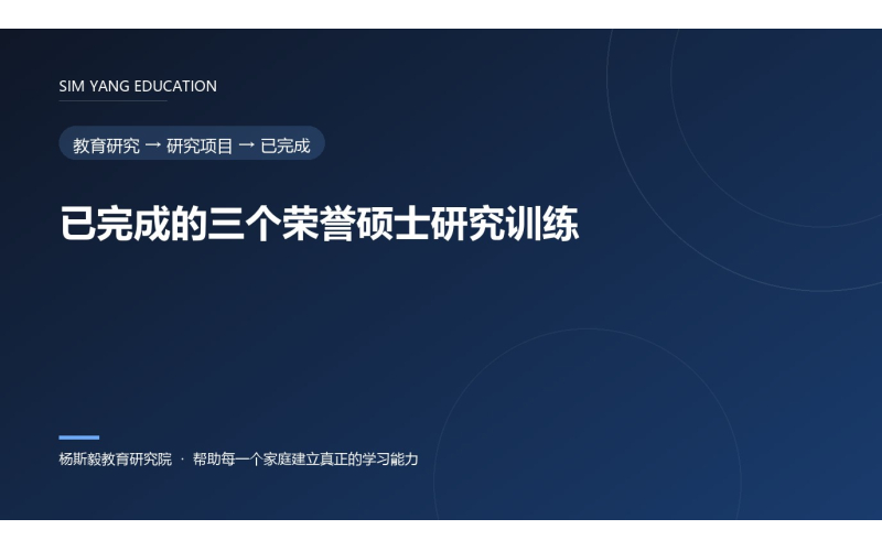 已完成的三个荣誉硕士研究训练